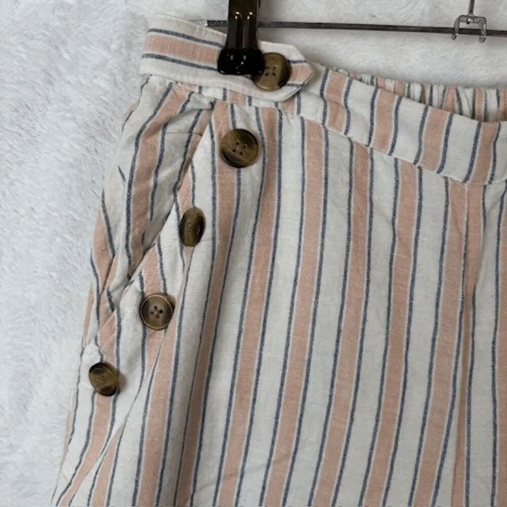 American Eagle Linen Blend‎ High-Waisted Side Button Culottes Lined Size Medium